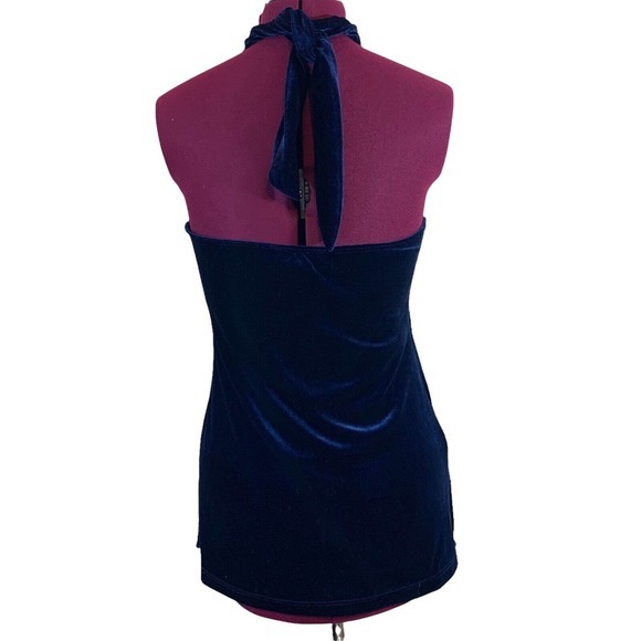 Bodycon Stretch Velvet Vintage Maria Gabrielle Tunic Halter Top Womens Large - Picture 3 of 5